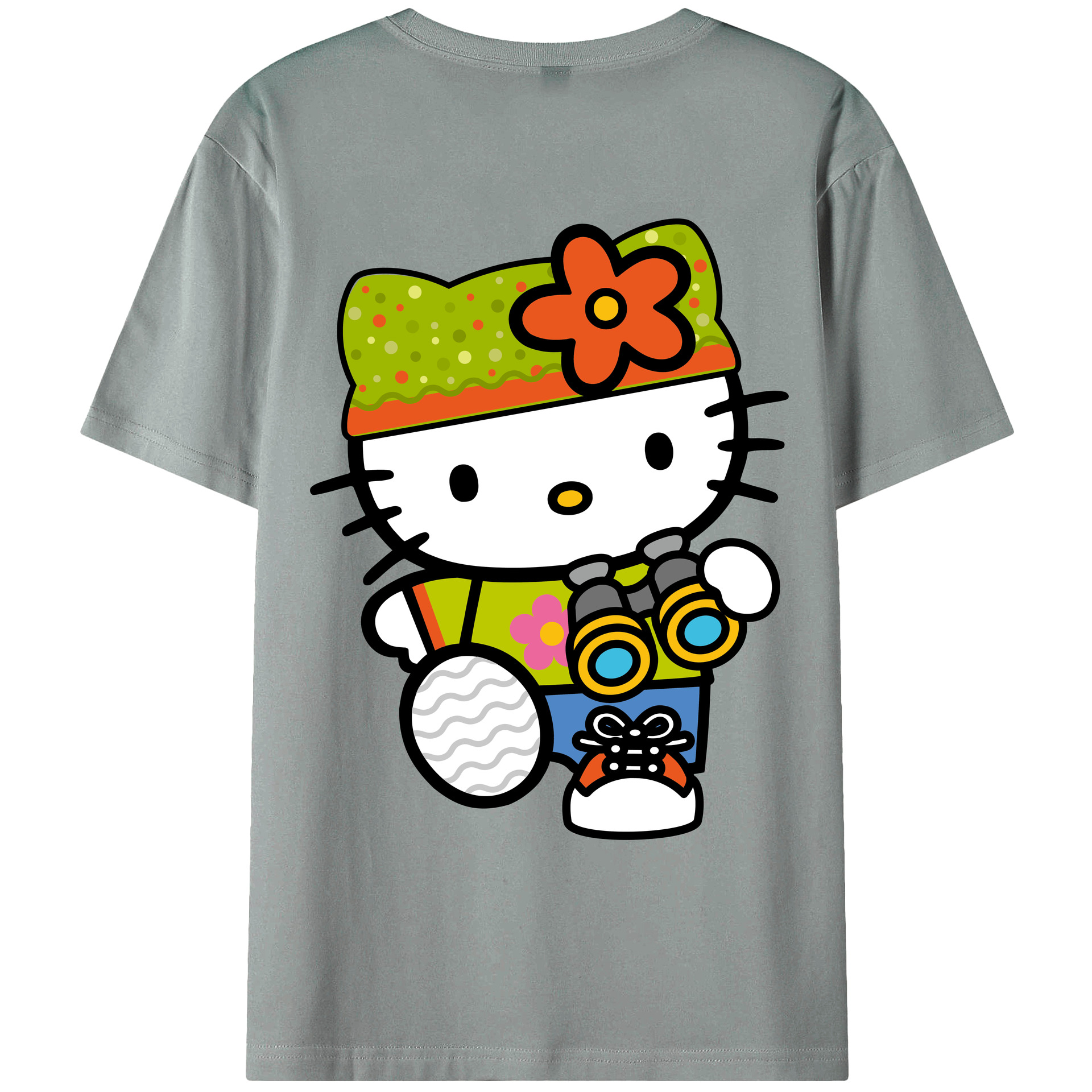 （画像用） Hello Kitty ハローキティ 綿100％ メンズ半袖Tシャツ（バックプリント） 通気性